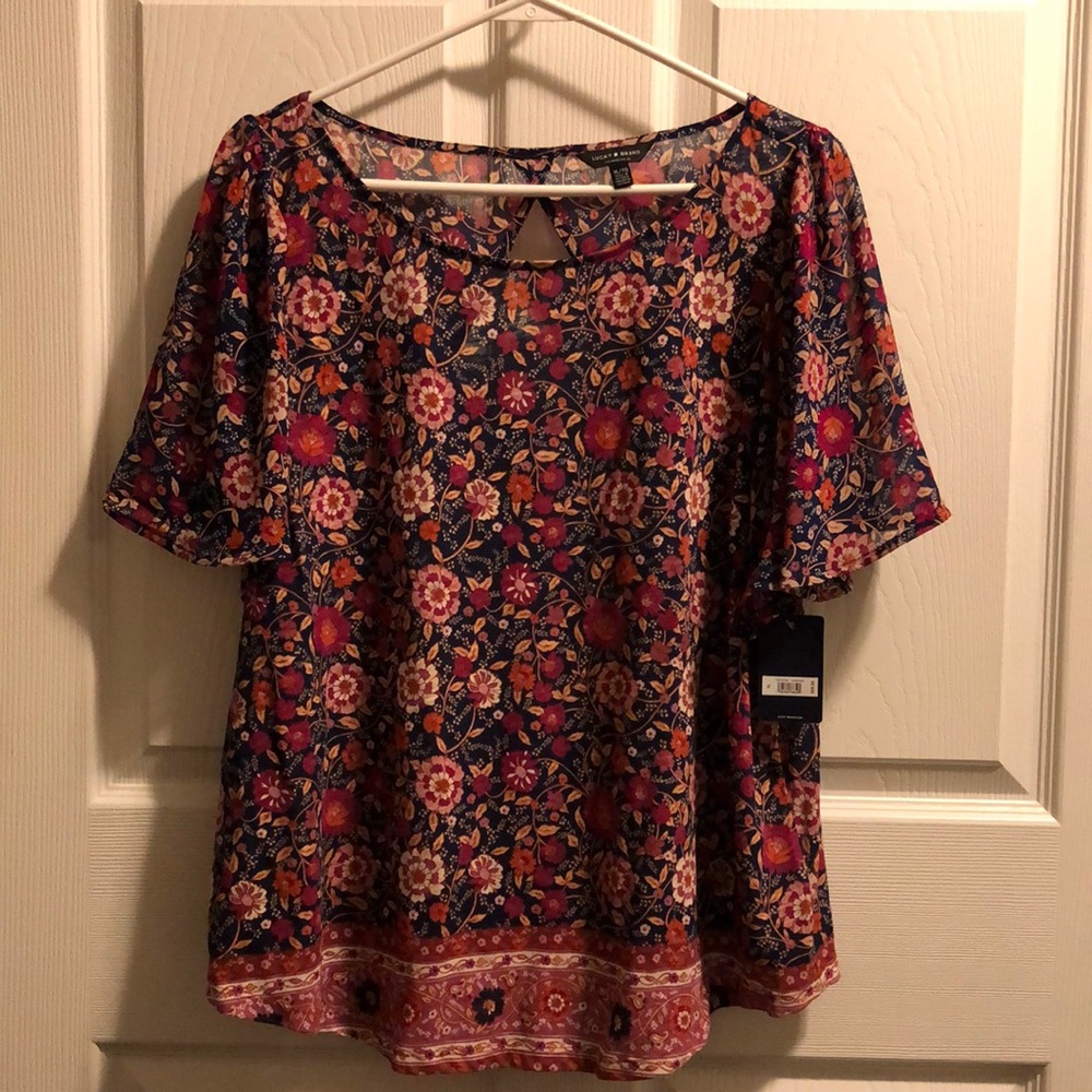 Lucky Brand Flutter Sleeve Top